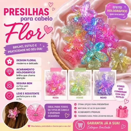 🌸 Piranha de Flor Média para Cabelo – Elegância e Estilo no Dia a Dia 🌸