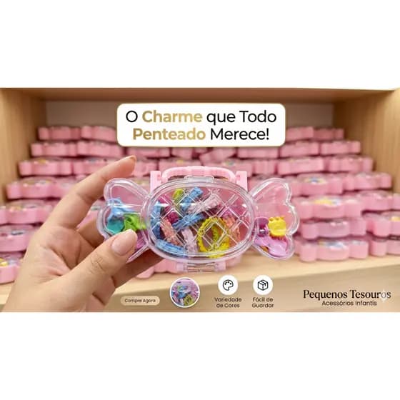 Kit de Mini Acessórios Pequenos Tesouros xuxinhas e presilhas de cabelo