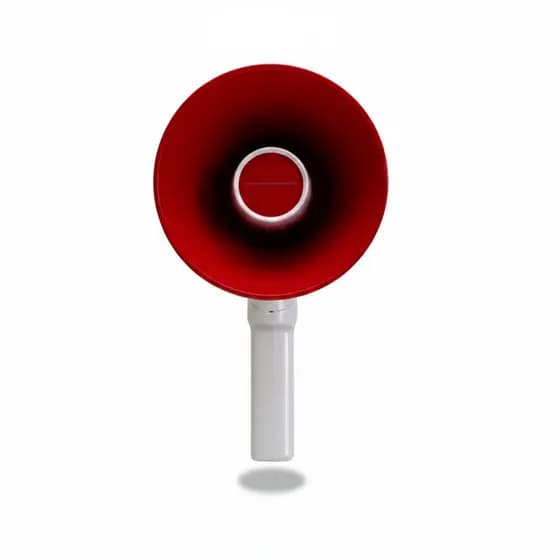 Megafone Portátil Profissional Vermelho e Branco c/ Gravação 5min Sirene Recarregável Voz Ampli