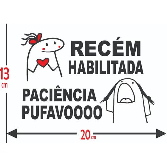 ADESIVO RECÉM HABILITADA PACIENCIA ADESIVO ENGRAÇADO FLORK PRETO BRANCO