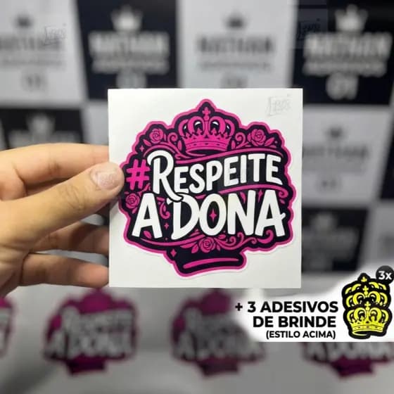 Adesivo Respeite a Dona a prova dagua para moto carro notebooks, personalização feminina qualidade premium