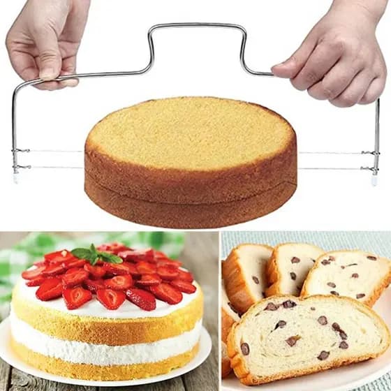 Cortador Nivelador Fatiador De Bolos Confeitaria Ajustável Aço Inox - 02 Fios