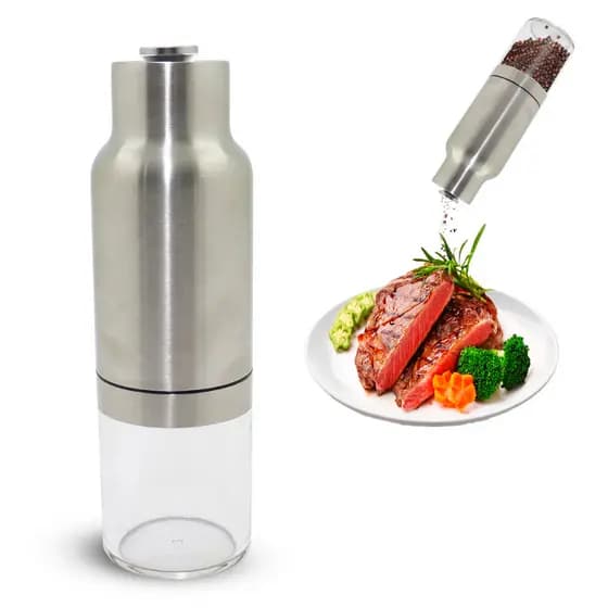 Moedor Elétrico De Sal Pimenta Temperos Especiarias A Pilha Automático Por Gravidade