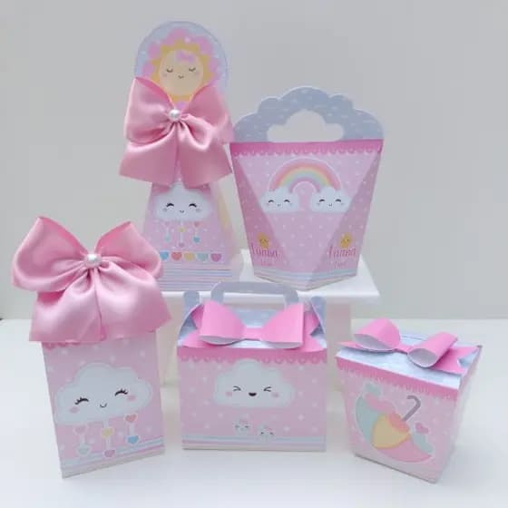 Kit Festa Chuva de Amor Menina l Personalizados l Lembrancinha para Festa l kit Caixas