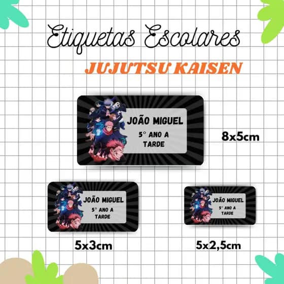 Kit Etiqueta Escolar Jujutsu Kaisen l Adesivos Escolar l Etiquetas Personalizadas l Material Escolar l Volta as Aulas