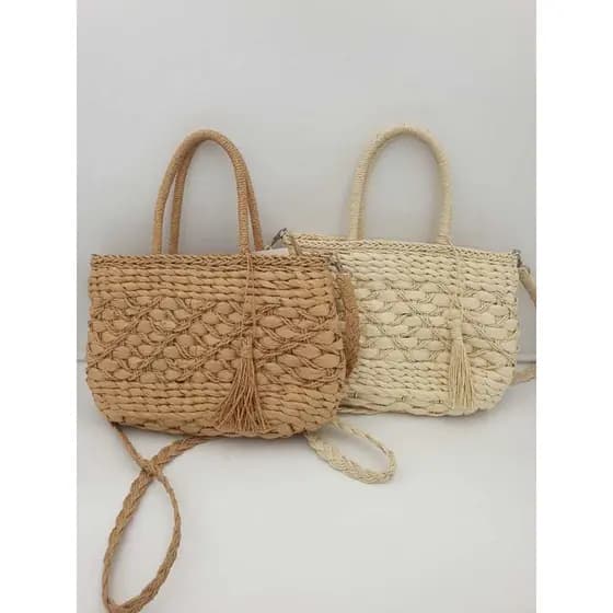 Bolsa de Palha Trançada Com Alça Removivel