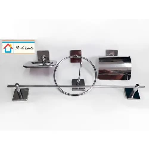 Kit De Acessórios Para Banheiro Linha Luxo Quadrado 5peças