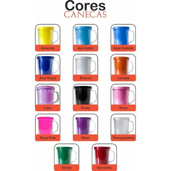 Canecas Acrílica Lisa Para Personalizar Lembrancinha Festa 14 Cores Disponíveis PRONTA ENTREGA