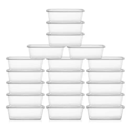 Kit 20 Potes 500ml Reutilizável Transparentes BPA FREE Freezer Microondas Marmita Organizador