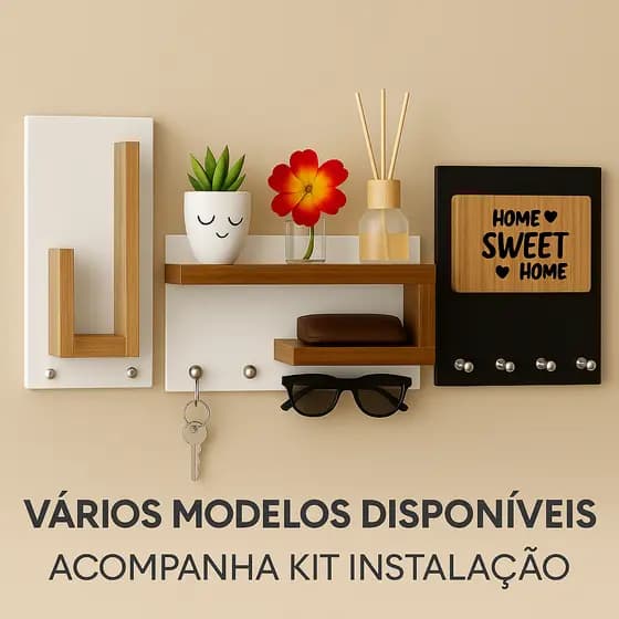 Porta chaves em MDF Chaveiro Decorativo Organizador Decoração para casa Multiuso Nicho Prateleira