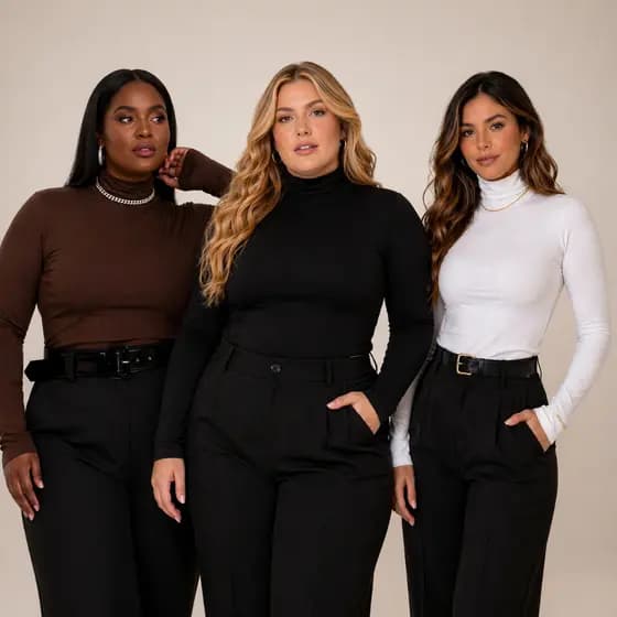 Blusa Segunda Pele Plus Size Gola Alta Manga Longa Suplex Feminina Básica Confortável Tamanho Unico
