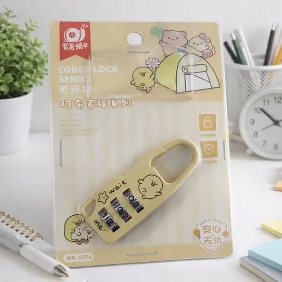 Cadeado Infantil Seguro | Trava, Fechadura e Presilha com Senha – Proteção Divertida para Mochilas e Armários