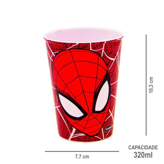 Kit 5 Copos Infantil Homem Aranha de Plástico Ideal para Base Ovo de Pascoa Original Plasutil
