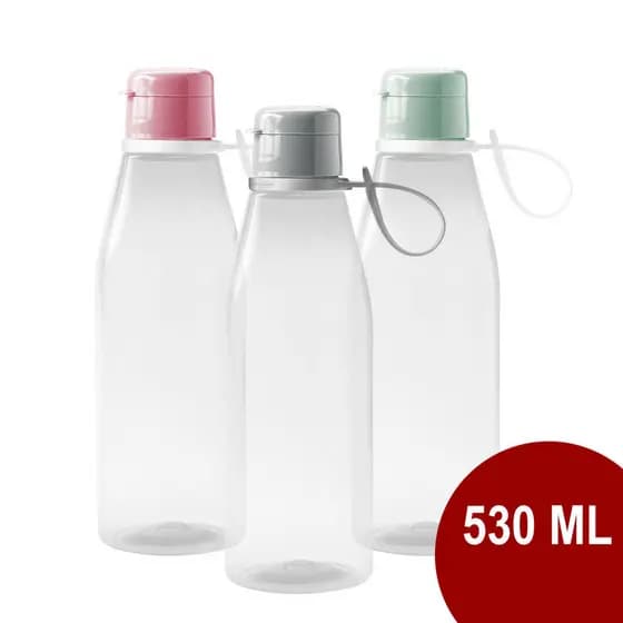 Garrafa De Agua Fitness Tampa Abre Fácil 530ml Plasútil