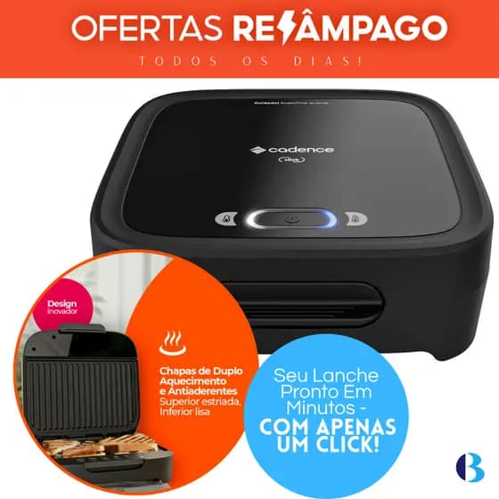 Sanduicheira Elétrica Click SAN400 Cadence Antiaderrente Compacta E Prática Para Lanches Rápidos