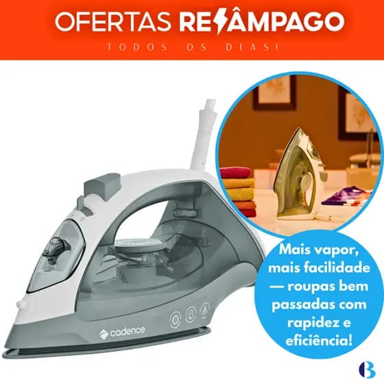 Ferro de Passar a Vapor Cadence IRO215 127V - Potente, Prático, Roupas Lisinhas no Dia a Dia!