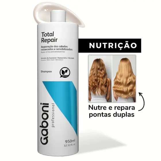 Shampoo Reparação e Nutrição Imediata Total Repair 950ml Gaboni Professional