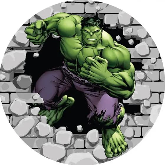 Painel Festa Heróis Hulk Redondo Tecido Sublimado 50x50