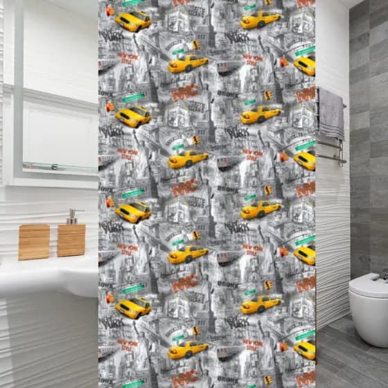 Cortina Box com Ganchos Divisória Banheiro Não Molha Decoração Banho Pendurar Casa
