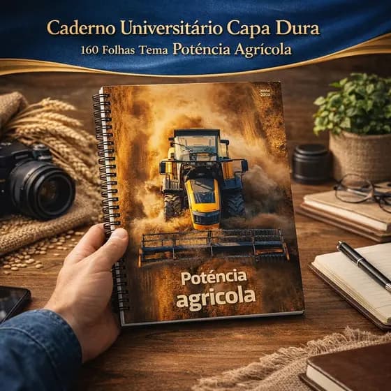 Caderno Universitário Capa Dura 160 Folhas Tema Potência Agrícola 1 Matéria Espiral
