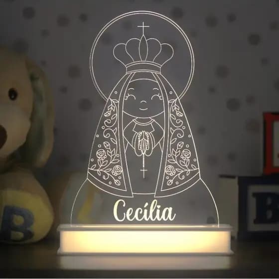 Luminária Nossa Senhora Aparecida Infantil Personalizada com Nome