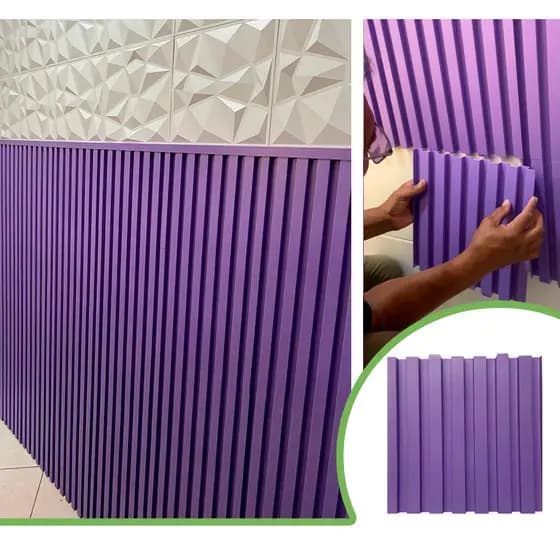 Kit 4m² Painel Ripado Lavanda Lilás 30x30 - 44 peças | Anti-impacto | Autocolante | Direct Borrachas