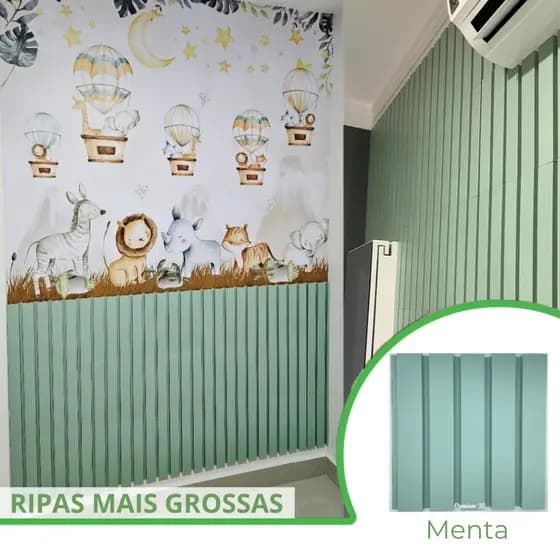 Kit 6m² Ripado BOLD Menta 30x30 - 66 peças | Anti-impacto | Autocolante