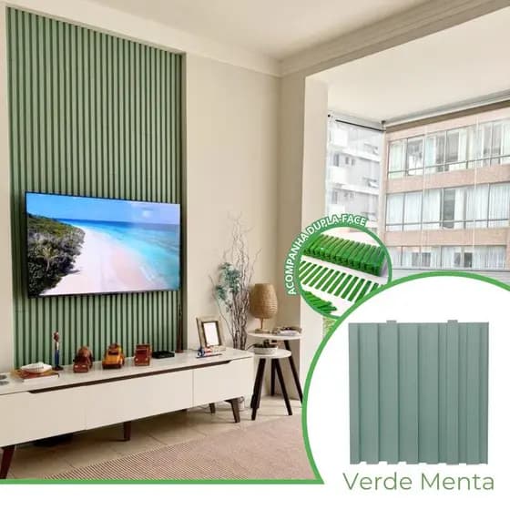 Kit 6m² Painel Ripado Menta 30x30 - 66 peças | Anti-impacto | Autocolante