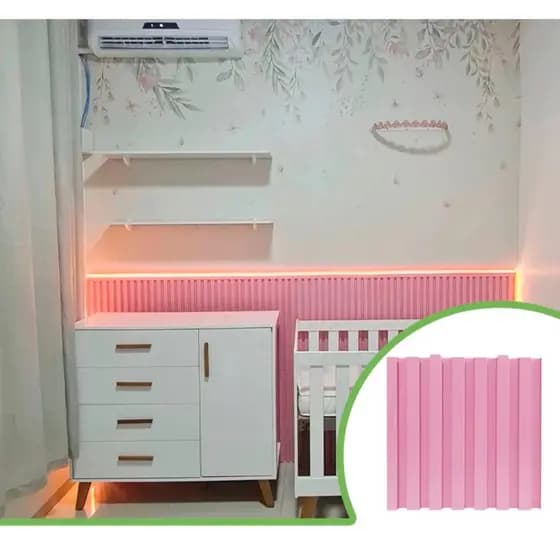 Kit 6m² Painel Ripado Rosê 30x30 - 66 peças | Anti-impacto | Autocolante