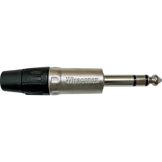 Plug Conector P10 6,3mm 1/4 Stereo TRS Linha Metal WC 1123 TRS L BKNI Wireconex