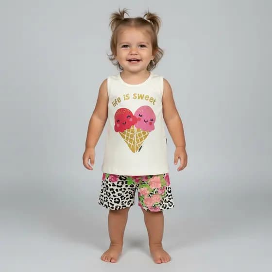 CONJUNTO INFANTIL FEMININO FOFO “LIFE IS SWEET” | TAMANHO 3 ANOS | SUPER ESTILOSO