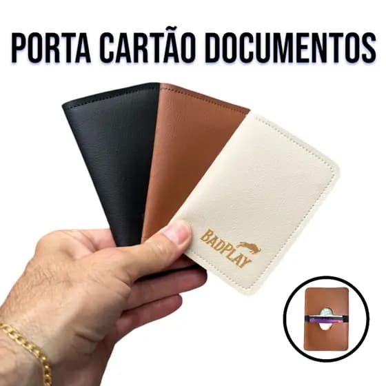 Porta Cartão Documentos Cnh Carteira Abre Fecha Fácil Couro