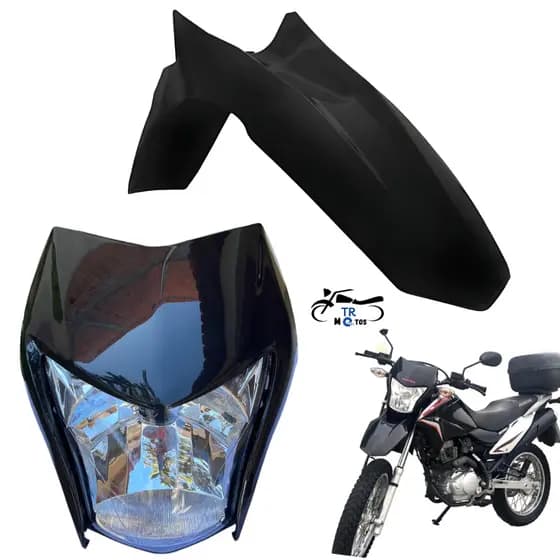 Carenagem Farol Nxr Bros 150 2013/14 + Bloco Otico + Carcaça Interna + Paralama Preto
