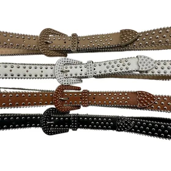 Cinto Estilo Country Unissex Detalhe Metal Bolinhas Moda