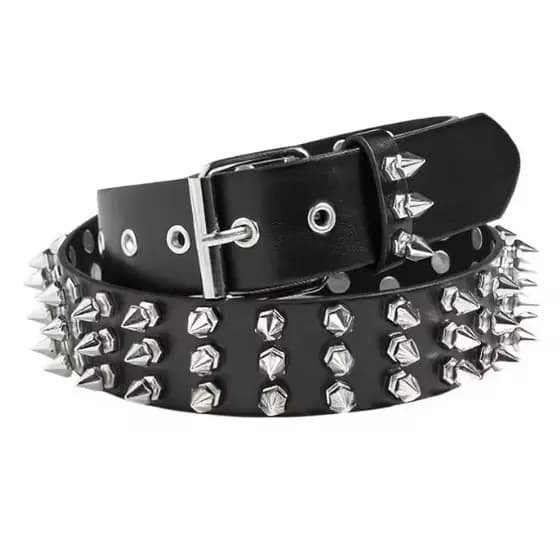 Cinto Rebite Punk Rock Preto Estilo Gótico Unissex Couro Sintético