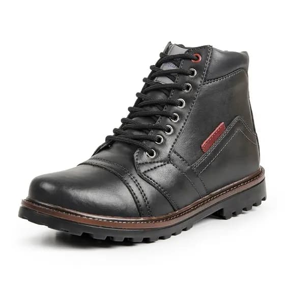 Bota Masculina Motociclista Cano Longo Em Couro Eco S/ziper