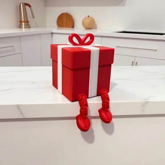 Caixa de Presente de enfeites de Natal com perninhas articuladas para Árvore de Natal ou enfeites