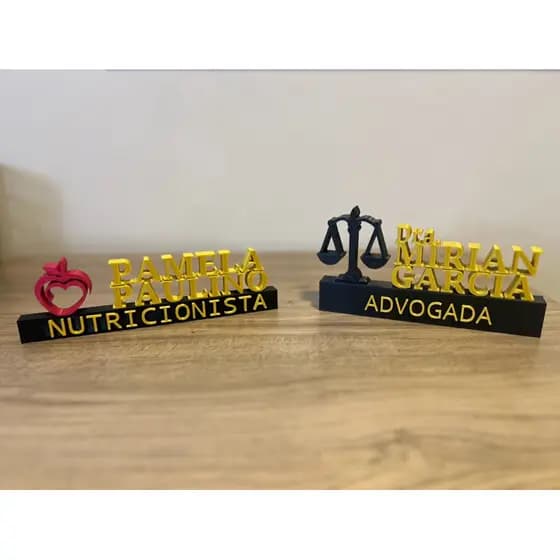 Placa personalizada profissões em 3D
