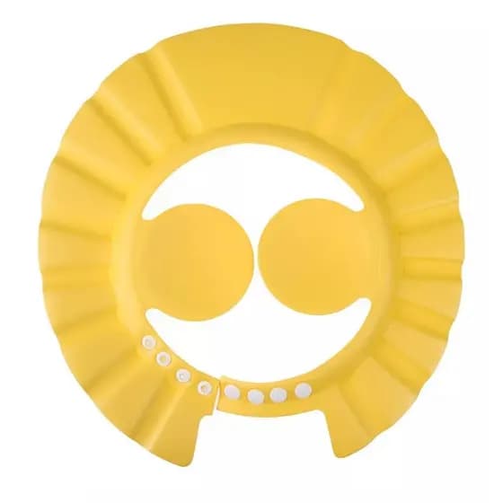 Chapeu de banho AMARELO Viseira Protetor Ouvido Banho Lava Cabeca Infantil ajustavél