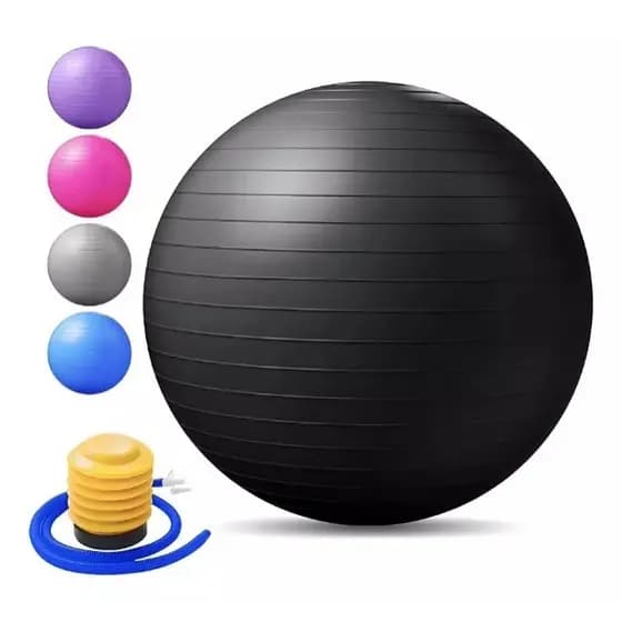 Bola Pilates Yoga Fisioterapia Suiça 65cm + Bomba de inflar- Preto