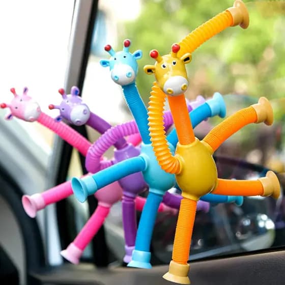 Kit 20 girafas estica e puxa brinquedo infantil