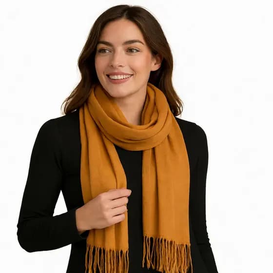Cachecol Encharpe Pashmina Lisa de Poliéster de 120G com franjas Unissex ref:46183-3
