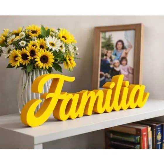Palavra Decorativa Fé, Gratidão e Família em 3D Moderna para Sala, Quarto ou Presente Religioso Decoração Minimalista