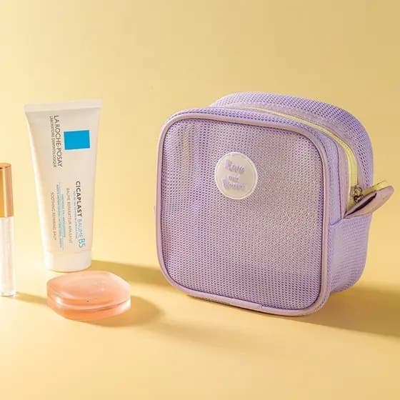 Necessaire Organizador Transparente Respirável Pequena para Maquiagem, Praia, Viagens e Dia a Dia