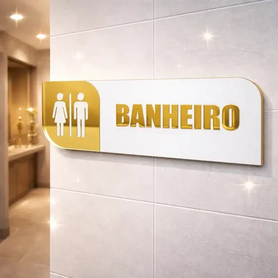 Placa Sinalização Espelhado Banheiro Masculino Feminino Unissex Em Acrílico Mdf