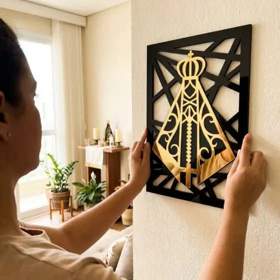 Quadro Religioso Em Acrílico Decoração Vazado Parede Fita Dupla Face