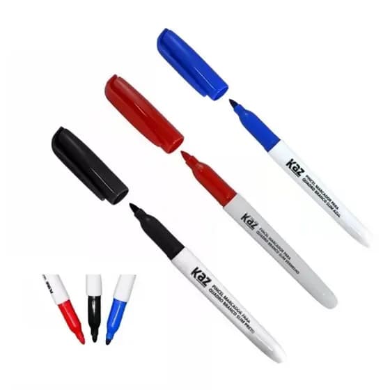 Marcador Pincel para Quadro Branco 3 Cores Azul, Preto, Vermelho