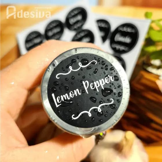 36 Etiquetas Adesivas para Potes de Temperos e Condimentos 3,8x3,8cm – Vinil Transparente à Prova d’Água