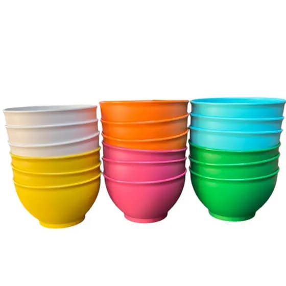 Kit Conjunto C/10 Potes Tigelas CombucaS Bowls Colorido Plástico Bpa Free Açaí Sorvete Sobremesa