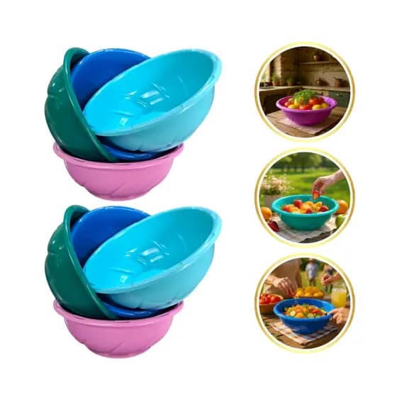 Kit 20 Saladeiras Plásticas 2,5L Reforçadas Multiuso Cozinha Fruteira Tigela Bacia Colorida